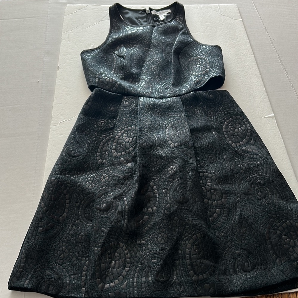 BCBGeneration Black Metallic Jacquard Sleeveless cut outfit & flare dress